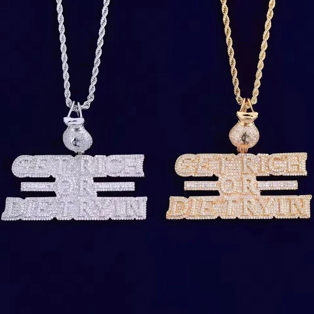 Get Rich or die trying silver Pendant With 24 Inch Rope chain
